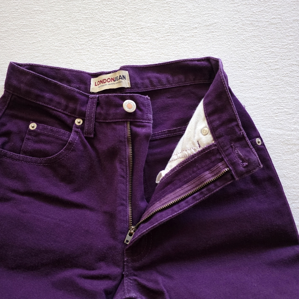 Vintage Purple Straight Leg London Jean 100% Cotton Denim Midrise Mom Jeans - Picture 6 of 10